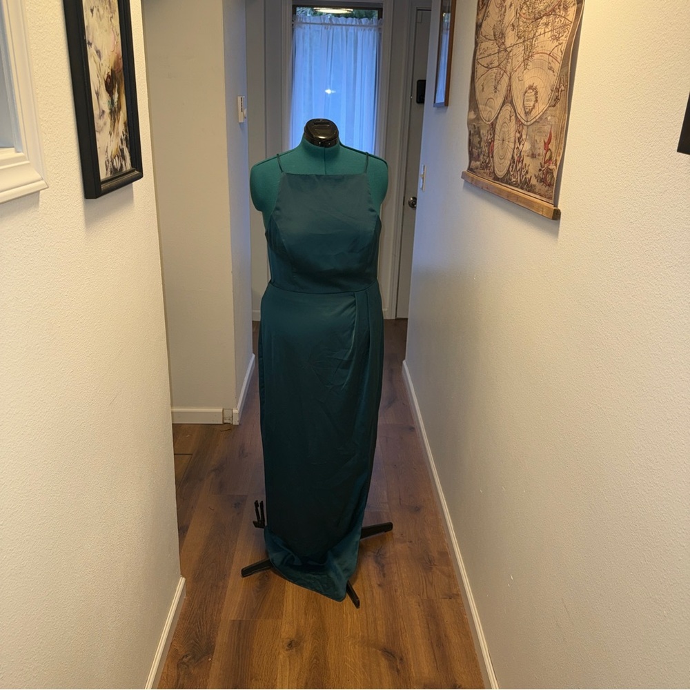 Backless Teal Evening Gown